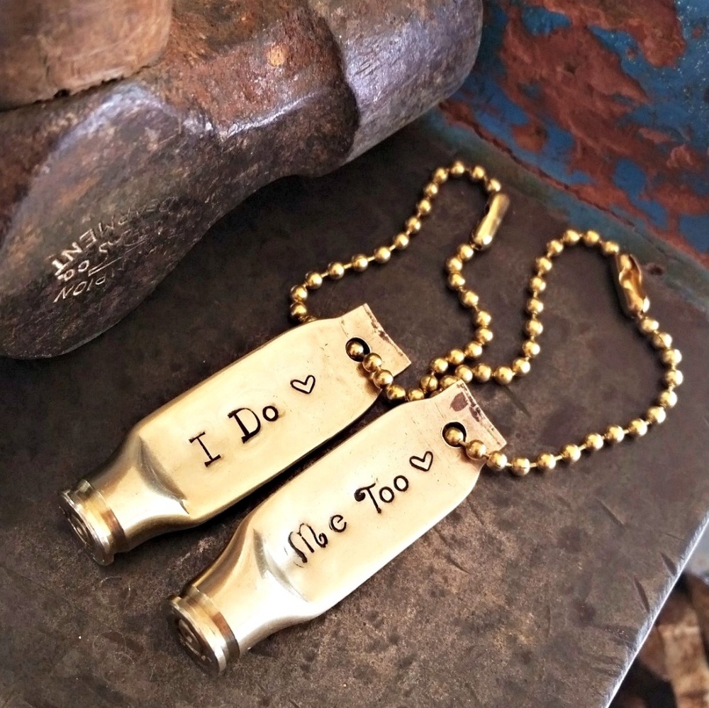 I Do, Me Too His & Hers Wedding Bullet Keychains